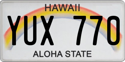 HI license plate YUX770