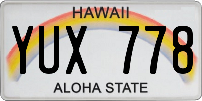 HI license plate YUX778