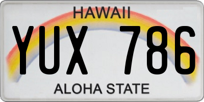 HI license plate YUX786