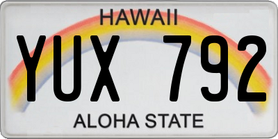 HI license plate YUX792