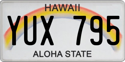HI license plate YUX795
