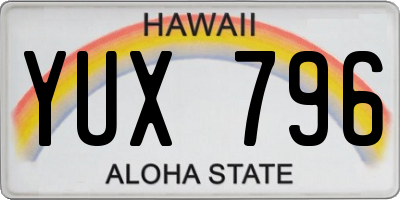 HI license plate YUX796
