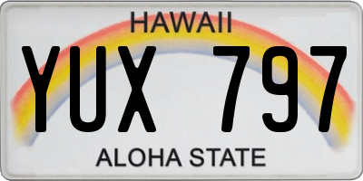 HI license plate YUX797