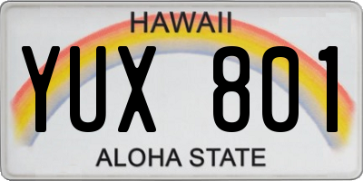 HI license plate YUX801