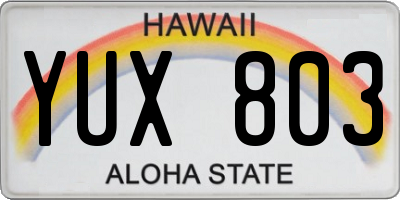 HI license plate YUX803