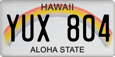 HI license plate YUX804