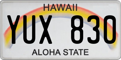 HI license plate YUX830