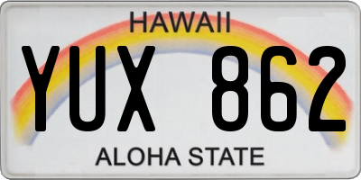HI license plate YUX862