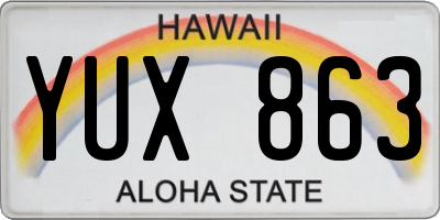 HI license plate YUX863