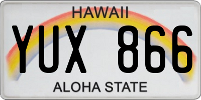 HI license plate YUX866