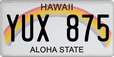 HI license plate YUX875