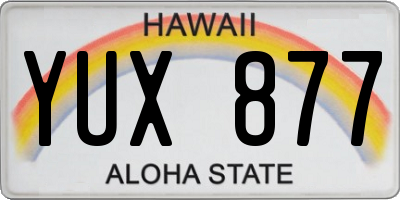 HI license plate YUX877