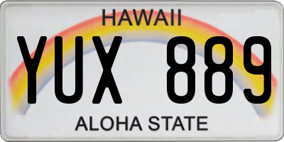 HI license plate YUX889