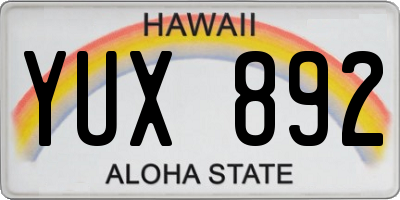 HI license plate YUX892