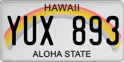 HI license plate YUX893