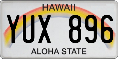 HI license plate YUX896
