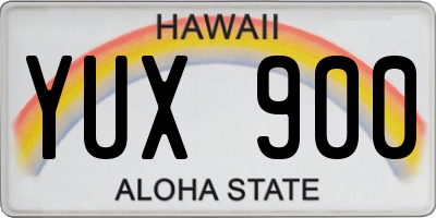 HI license plate YUX900
