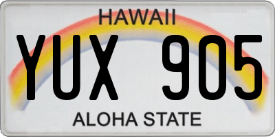 HI license plate YUX905
