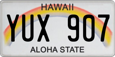 HI license plate YUX907