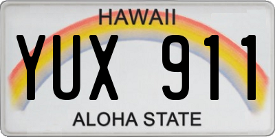 HI license plate YUX911