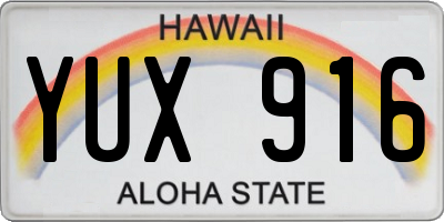 HI license plate YUX916