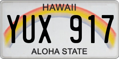 HI license plate YUX917