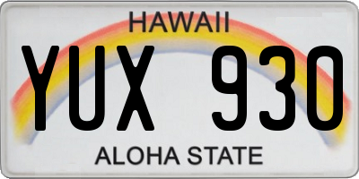 HI license plate YUX930