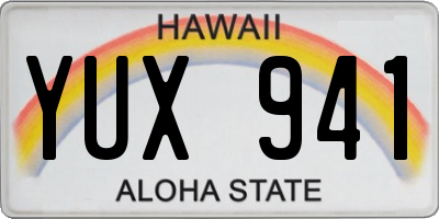 HI license plate YUX941