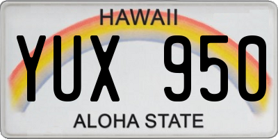 HI license plate YUX950