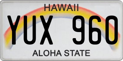 HI license plate YUX960