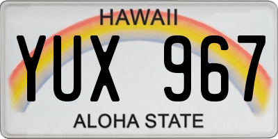HI license plate YUX967