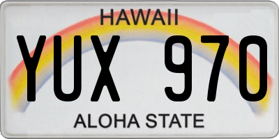 HI license plate YUX970
