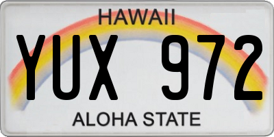 HI license plate YUX972