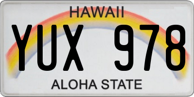 HI license plate YUX978