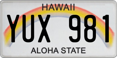 HI license plate YUX981