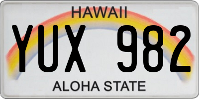 HI license plate YUX982