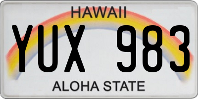 HI license plate YUX983