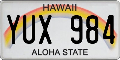 HI license plate YUX984