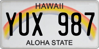 HI license plate YUX987