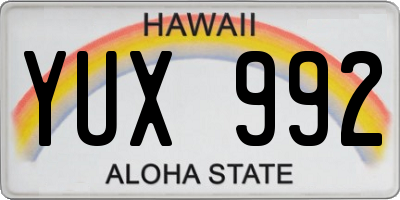 HI license plate YUX992