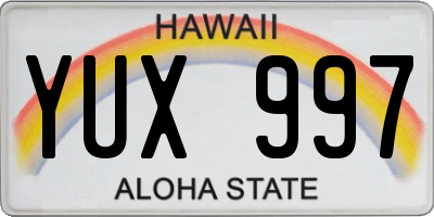 HI license plate YUX997