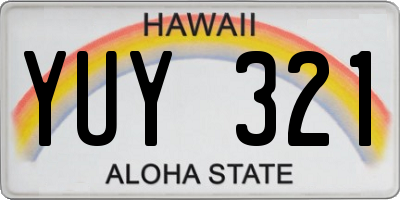HI license plate YUY321