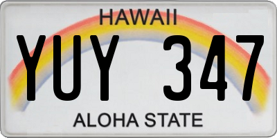 HI license plate YUY347