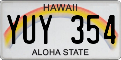 HI license plate YUY354