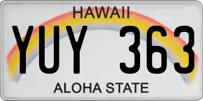 HI license plate YUY363