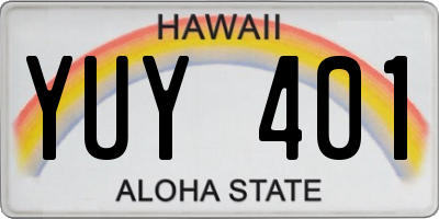 HI license plate YUY401