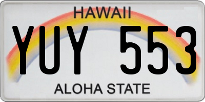 HI license plate YUY553