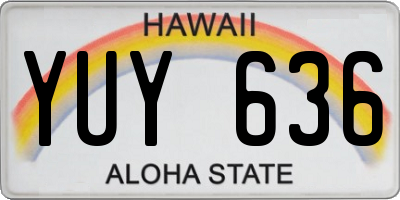 HI license plate YUY636