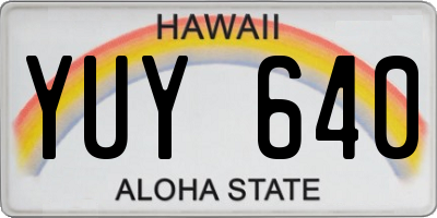 HI license plate YUY640