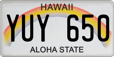 HI license plate YUY650